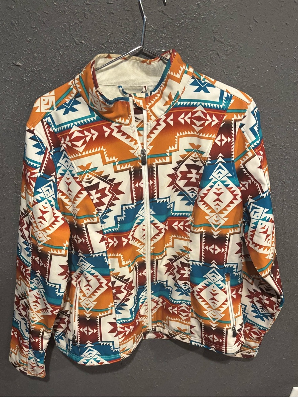 Women’s Shyanne Aztec-Print Zip Jacket in Orange & Teal